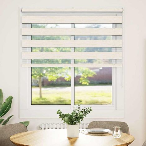 Maison Exclusive - Estor cebra beige mármol tejido ancho 125,9 cm