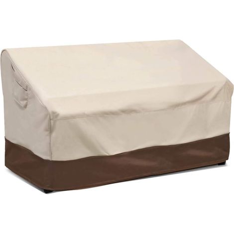 Housse robuste pour banc de patio 2 places, 100 % imperméable, avec aération, taille moyenne (standard), beige et marron. (1/5)