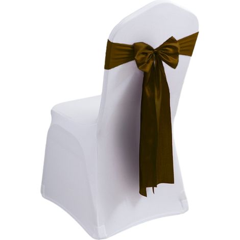 Nœuds de chaise en satin - 20 pièces, rubans de chaise pour décoration de chaises de mariage, banquet et autres événements, couleur café (1/5)