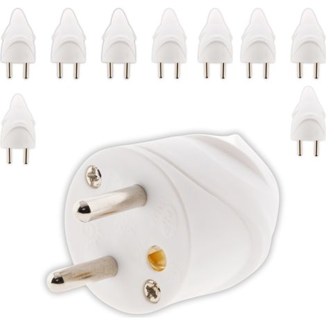 Lot de 10 fiches mâles coudées 16A 2P+T - blanc - Zenitech