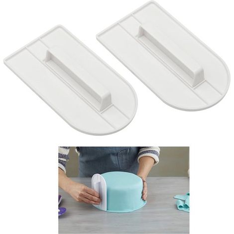 Juego de 2 espátulas: espátula para pasteles, repostería casera, fácil de limpiar, pasteles, glaseado, masa y mazapán, Color blanco (1/5)