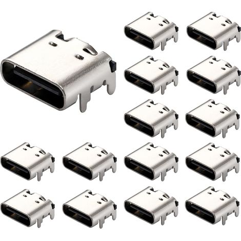 15 Pièces Prise USB-3.1 USB C, connecteur Femelle Type-c 16 Broches pour la Conception de PCB, Bricolage, Charge à Courant élevé-SMD, SMT (1/4)