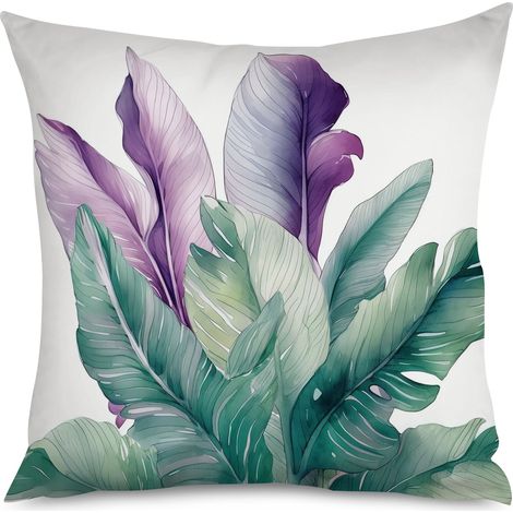 Housse de coussin, Coussin décoratif feuilles de bambou, 50x50 cm, élégant (1/5)