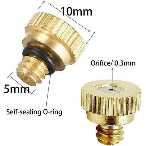30 Pack Brass Misting Nozzles Tees, Brass Nozzles compatible Greenhouse Landscaping Humidification,Dust Co (1/4)
