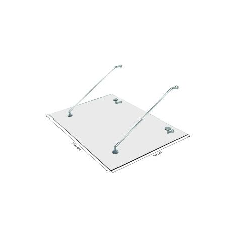 Auvent en verre trempé avec supports en acier inoxydable 304, 150x90 cm, verre clair (1/5)