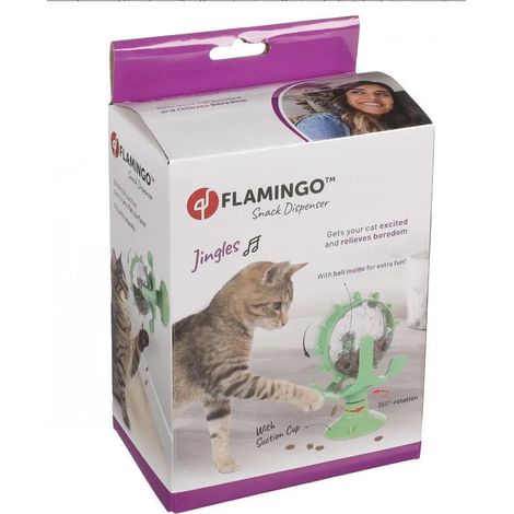 Distributeur de friandise de couleur vert pour chat - Flamingo (1/3)