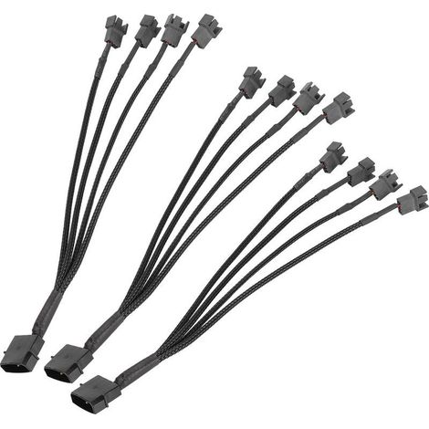 Câble d'extension 3 pièces, séparateur 1 vers 4 pour ventilateur de boîtier d'ordinateur, adaptateur 4 broches (1/5)