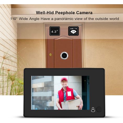 Judas de porte numérique intelligent avec écran LCD couleur TFT 4,3 pouces, caméra de sécurité HD grand angle 110°