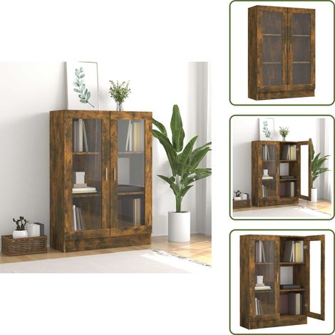 Vetrina in legno - vidaXL Mobile Vetrina Rovere Fumo 82,5x30,5x115cm in Legno Multistrato - Mobile con ante in vetro