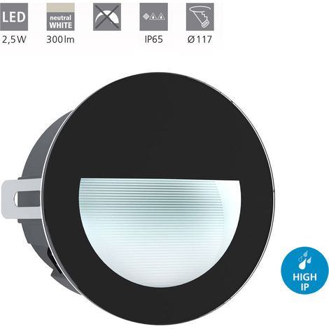 Luminaire encastré ARACENA noir H: 0,5 Ø: 12,5cm 4000K (1/4)