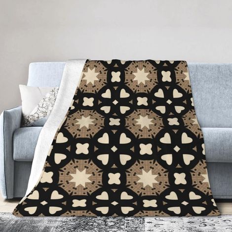 Manta de franela de 203 x 152 cm con estampado de trébol de cuatro hojas en azul marroquí y blanco, ultrasuave y ligera, ideal para sofás cama durante todo el año.