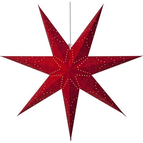 Star Trading Grande étoile en papier 'Sensy' avec motif perforé, 7 branches, fonctionnement sur secteur, douille E14, rouge, Ø 100 cm