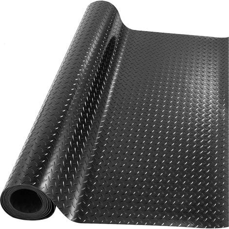 Tapis de sol en caoutchouc antidérapant pour garage, entrepôt, 1 m x 5 m, 3 mm d'épaisseur, tapis de sol commercial, pour dessous de voiture, salle de sport, garage, entrepôt, noir (1/5)