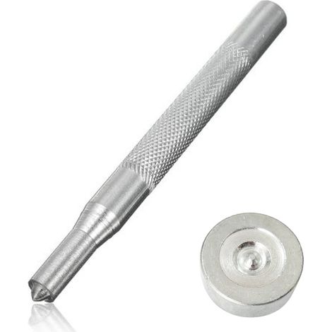 Poinçon pour bouton-pression, outil de fixation 85 x 8 mm + base 24 mm, argent (1/5)