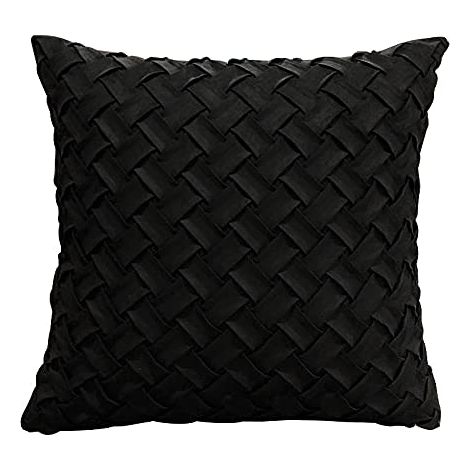 Taie d'oreiller en Daim Housse de Coussin 45 x 45 cm Décoratif Taie d'oreiller de Voiture Canapé Maison Décor Housses de Coussin Noir