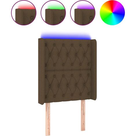Maison Exclusive - Cabecero con LED de tela marrón oscuro 83x16x1 (1/5)
