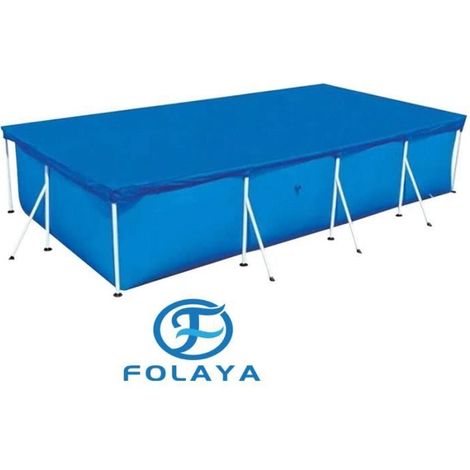 Bâche de Protection pour Piscine Tubulaire Rectangulaire FOLAYA - Bleu (220x150cm) (1/4)