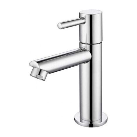 Robinet Eau Froide Robinetterie Lavabo pour Lave-Mains Robinet Salle de Bain Corps en Laiton Chromé Mousseur Démontable Haute Qualité