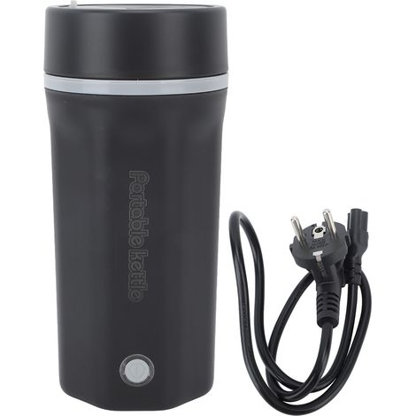 Bouilloire électrique de voyage portable 300 W 500 ml en acier inoxydable 304, mini-bouilloire automatique pour café, thé et lait, noire, prise UE 220 V 50 Hz (1/5)