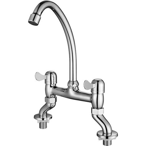 Robinet Mitigeur d'évier Double Poignées de Cuisine (1/4)