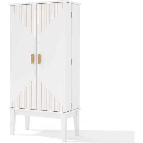 Armario de cocina blanco de MDF 120 x 59 x 30 cm con 2 puertas y 5 compartimentos (1/5)