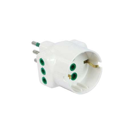 ADATTATORE TRIPLO 2P+T SCHUKO BIPASSO BIANCO LINEA GARANTI- - bianco 82670-E - 10 pezzi FANTON