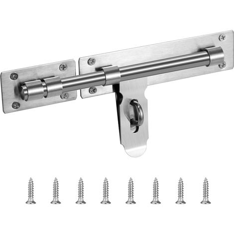 Verrou de Porte Exterieur en Acier Inoxydable 221mm Targette de Porte avec Cadenas Loquet de Porte Coulissant avec Vis pour Entrepôt Garage Grange Portail Cour Porte (1/5)