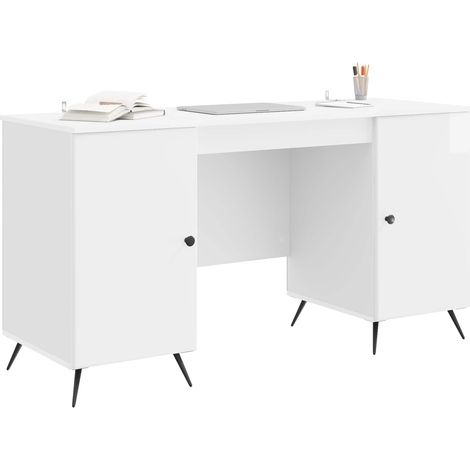 Maison Exclusive - Schreibtisch Hochglanz Weiß 142,5 x 50 x 75 cm