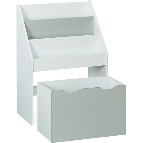 Libreria per bambini porta libri pratica 3 scomparti cassa portagiochi 80 x 30 x 85 cm in legno bianco 130011805