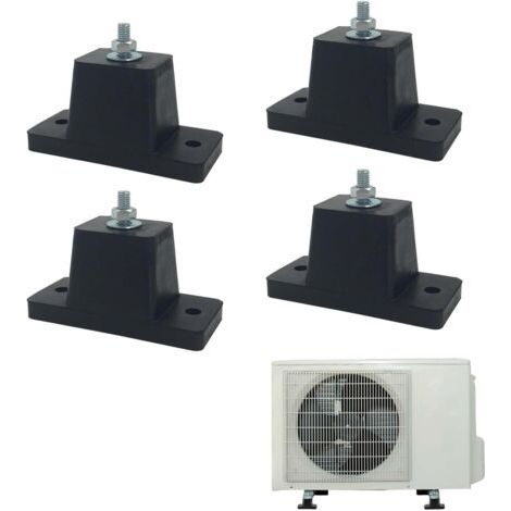 4 pièces Amortisseurs antivibratoires en Caoutchouc, Support en Caoutchouc pour climatisation, Hauteur 4 cm, Ensemble de Quatre, Convient aux climatiseurs intérieurs et extérieurs (Noir) (1/5)
