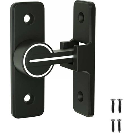 1 Verrou de porte, loquet coulissant 90°, alliage de zinc, finition noir mat, pour meubles (1/5)