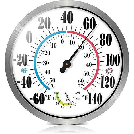 Kabelloses Innen-/Außenthermometer (1 Stück) – Terrassenthermometer (Zahlen), 30 cm (12 Zoll), wetterfest (1/5)
