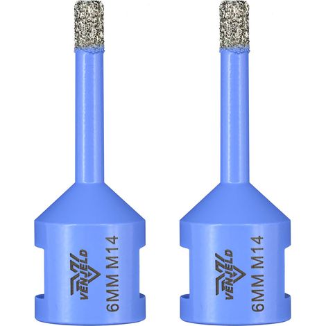 Foret Diamant Carrelage 2Pcs 6mm Scie Cloche avec Filetage M14 Perçage à Sec pour Céramique Porcelaine Carrelage Granit Marbre Pierre (1/5)