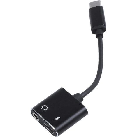 Adaptateur audio auxiliaire USB Type C vers prise casque 3,5 mm pour Mi 6 sans prise jack 3,5 mm (noir) (1/4)