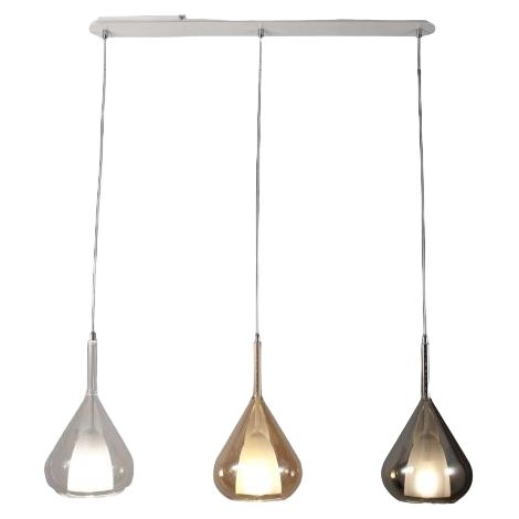 Lustre Suspension Led Lila En Métal Et Verre Borosilicate 3481-48-297 Fabas Luce (1/5)
