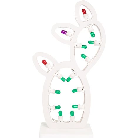 Lampada da tavolo in Legno FICO d'India o CACTUS Grande 25x19xH64,5 cm LUMINARIA d’arredo pugliese 15 lampadine colorate (1/4)