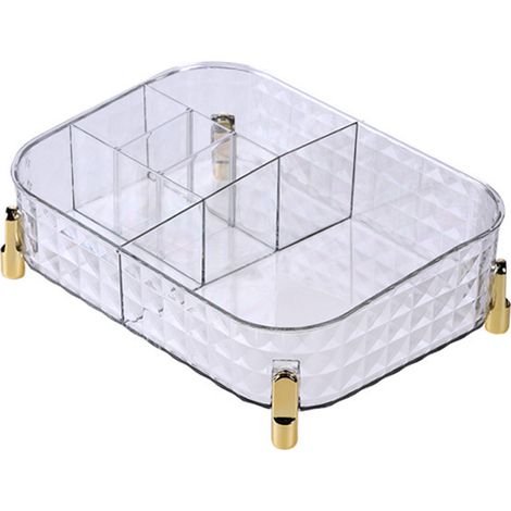 Organisateur de maquillage pour coiffeuse, organisateur de salle de bain à poser pour cosmétiques, soins de la peau, porte-rouges à lèvres, pinceaux, 27 x 20 x 9 cm (1/5)