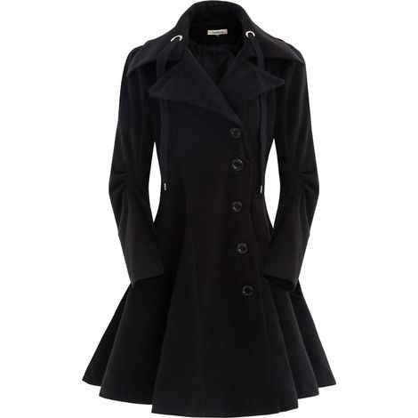 Manteau croisé en laine pour femme, coupe trapèze, manches mi-longues et revers, avec boucle. (1/4)