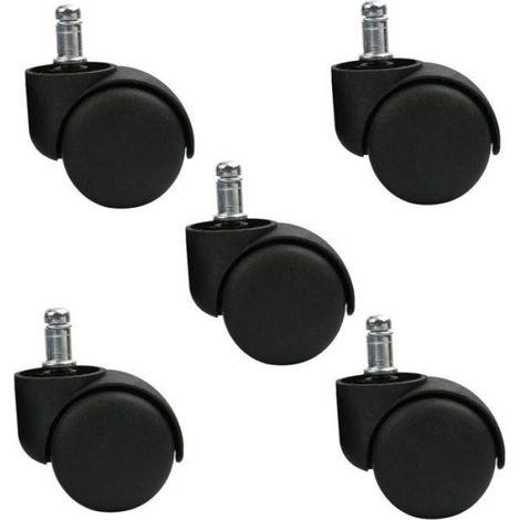 Roulettes pivotantes en nylon - - Lot de 5 - Noir - Charge max 150 kg - Rotation 360° - 50 mm de diamètre (1/5)