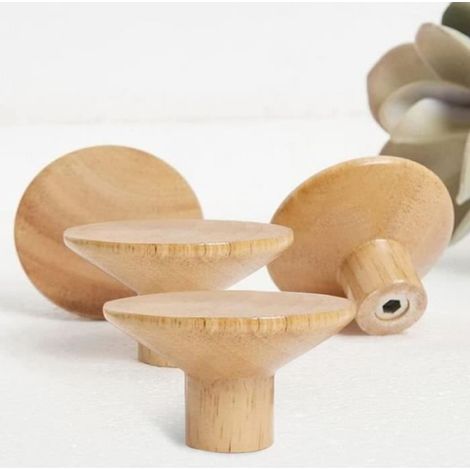 Lot de 4 crochets ronds en bois pour accrocher vêtements, chapeaux, écharpes et serviettes, décoration d'intérieur (1/4)