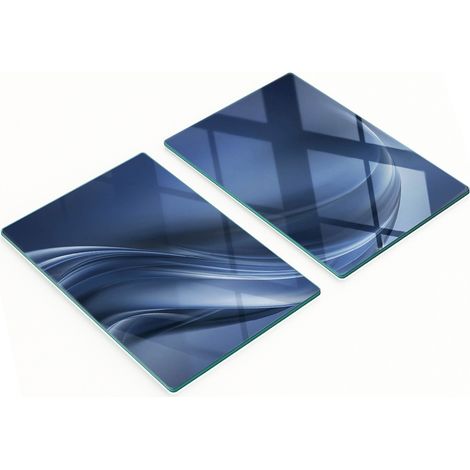 Due taglieri decorativi in vetro temperato grigio con motivo a onde, 2x40x52 cm (1/5)
