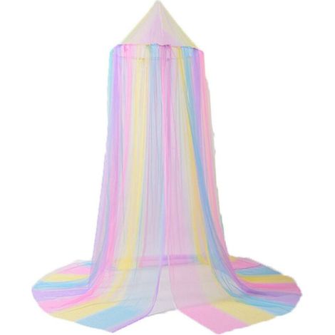 1pc Baby Dome Mosquito Net Free Installation Kids Cute and Beautiful Bed Curtain (Rainbow Colo) (1/5)