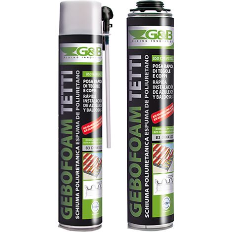 SCHIUMA POLIURETANICA TEGOLE E COPPI 'GEBOFOAM' ml 750 tipo P - per pistola- 12 pezzi  - G&B