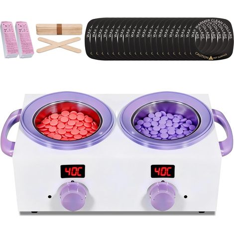 Chauffe-cire double avec écran électronique, capacité totale 2 x 500 ml, double pot de cire, chauffe-cire 220 W pour épilation avec température réglable, idéal pour la maison, le salon (1/5)