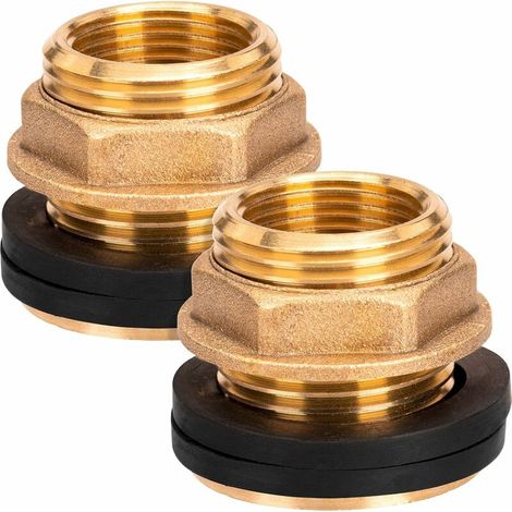 2 pieces 3/4 inch rain cistern lead-through, brass wall lead-through with rubber seal, rainwater cistern connection (1/5)
