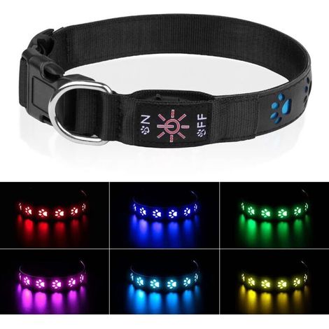 M-1 piece Light-Up Dog Collar, LED Dog Collar with 7 Modes, USB Rechargeable, Waterproof, Adjustable Leash, Nylon Collar for Small/Medium/Large Dogs (1/5)