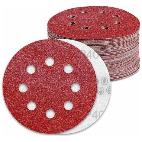QORVA-70 Pièces Disques Abrasifs 125mm Grain 40 Papier Poncer 8 Trous Disque Poncage pour Ponceuse Excentrique