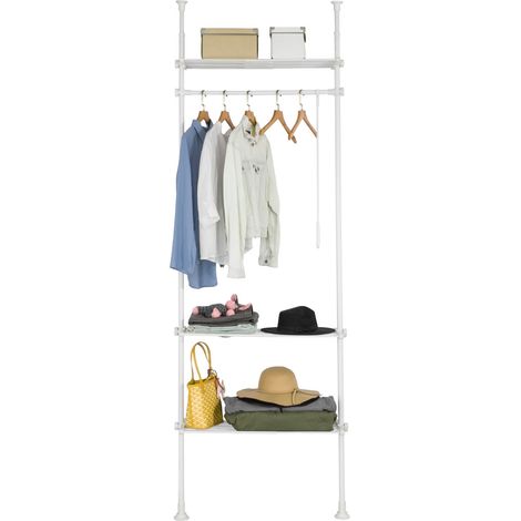 Perchero de Ropa Telescópico Altura Ajustable 233-300 cm,Perchero Extensible con 1 Barras y 3 baldas KLS07-W SoBuy ES (1/8)