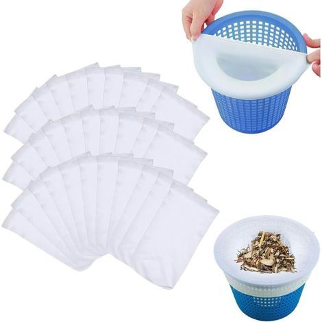 Lot de 30 chaussettes pour skimmer de piscine, filtre pour skimmer de piscine, filet de filtration fin, kit de nettoyage pour panier filtrant, filet de filtration réutilisable, pour le nettoyage des (1/5)