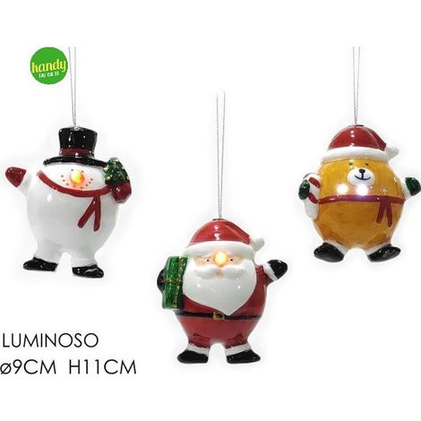 Pendaglio Personaggio Natalizio General Trade Ø 9cm con Luce Modelli Assortiti